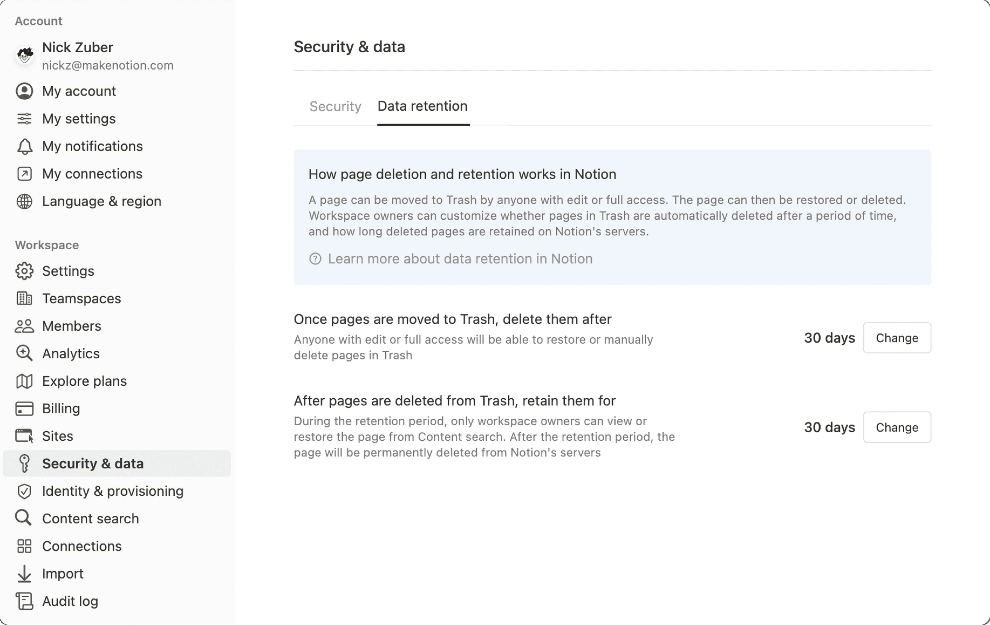 hc: custom data retention settings