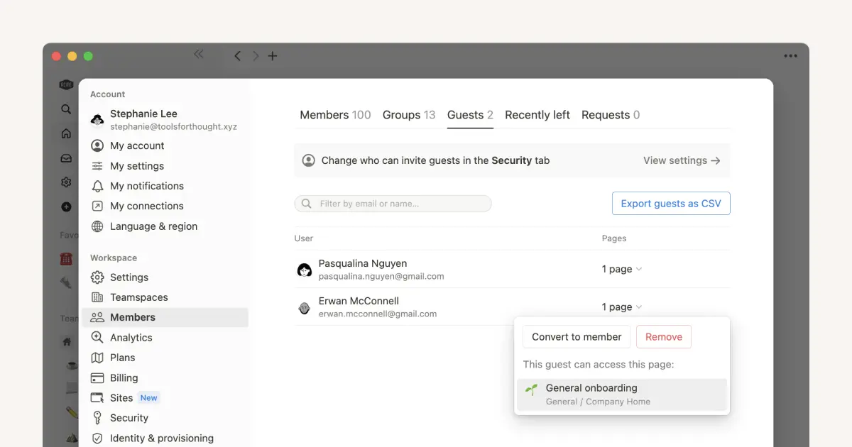 Who should be a workspace member, and who should be a guest?
