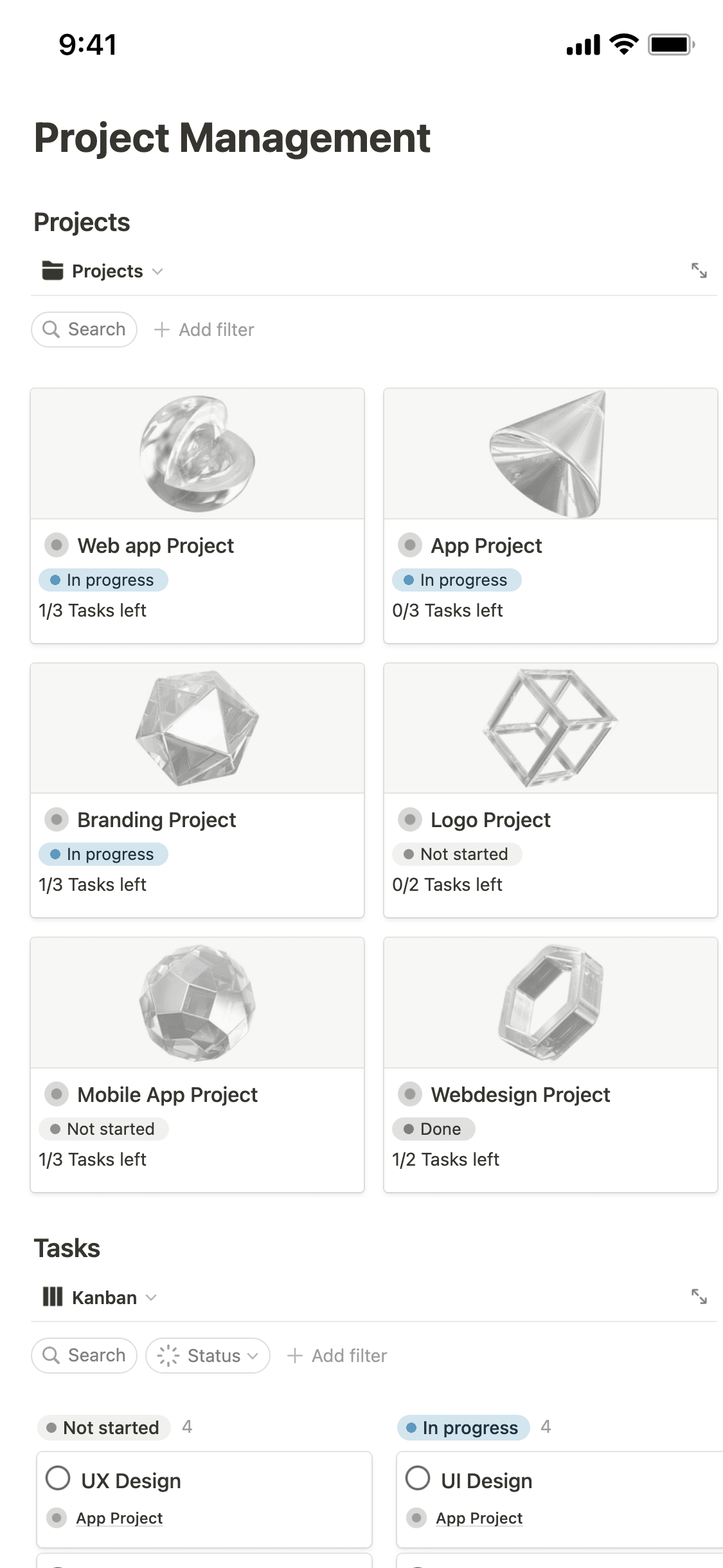 A screenshot of Notion's mobile app